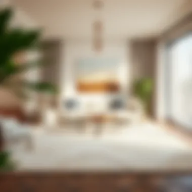 Elegant Living Room with Neutral Abstract Rug Elegant living room featuring a neutral abstract area rug