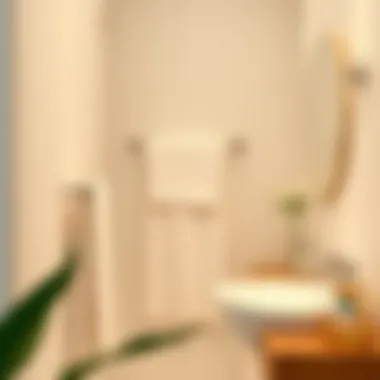 Functional Installation of Tension Pole Towel Rack Functional installation of a tension pole towel rack in a compact space