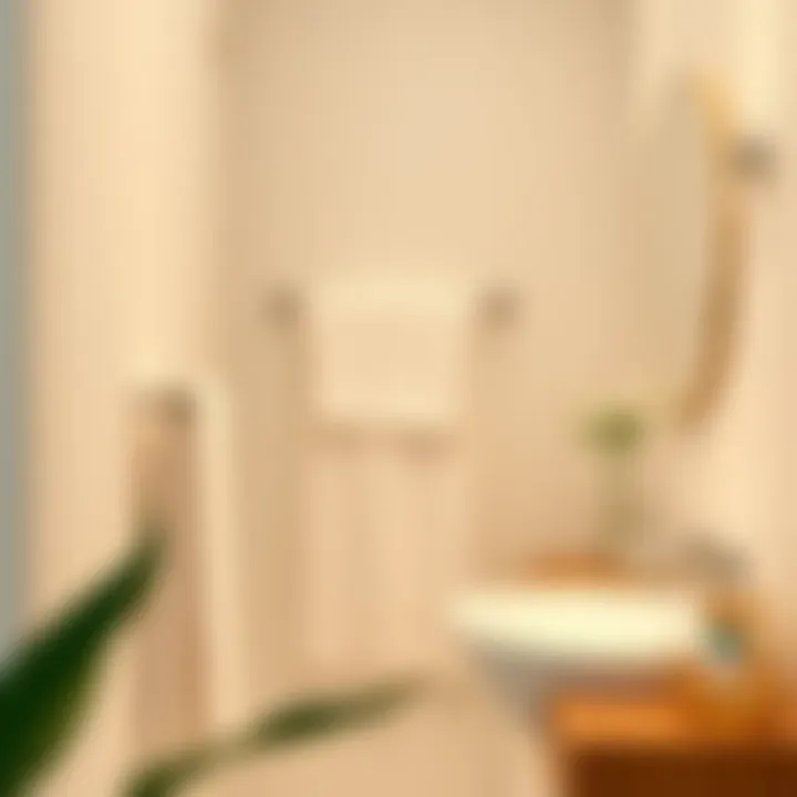 Functional Installation of Tension Pole Towel Rack Functional installation of a tension pole towel rack in a compact space