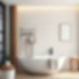 Sleek modern tension pole towel rack in a stylish bathroom setting