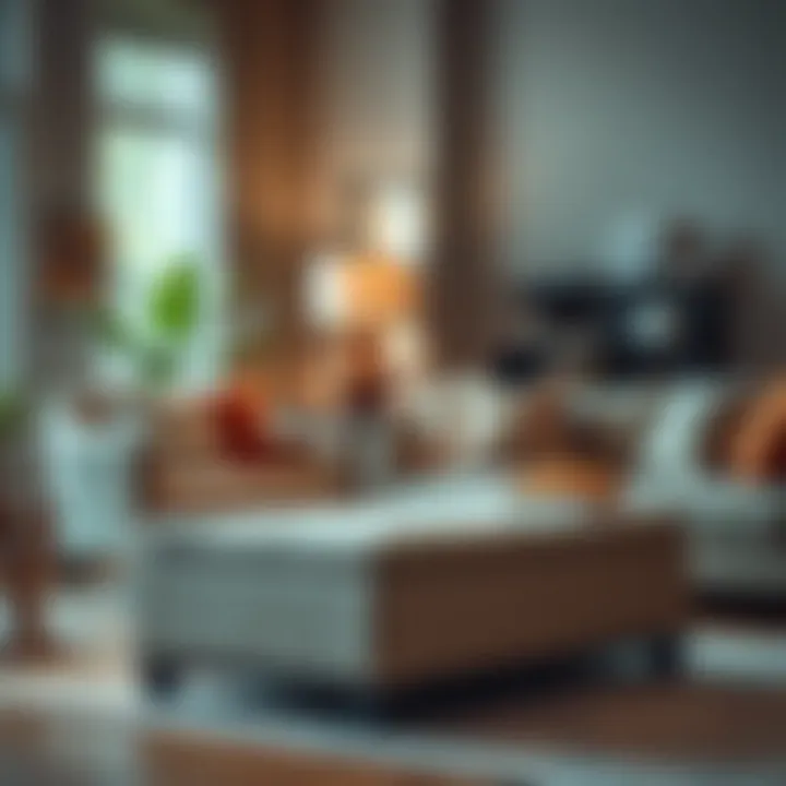 Ottoman used for storage in a living room