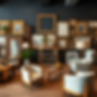 Artistic display of various furniture designs incorporating 22x22 wood frames