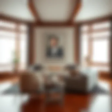 Elegant living room featuring furniture with 22x22 wood frames