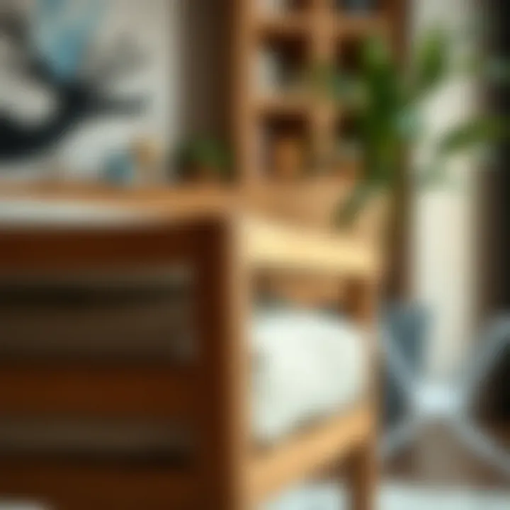 Close-up of a stylish chair showcasing craftsmanship of 22x22 wood frames