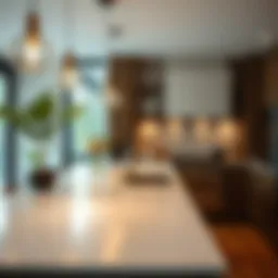 Stylish light concrete countertop in modern kitchen