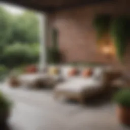 Elegant outdoor couch set in a stylish patio