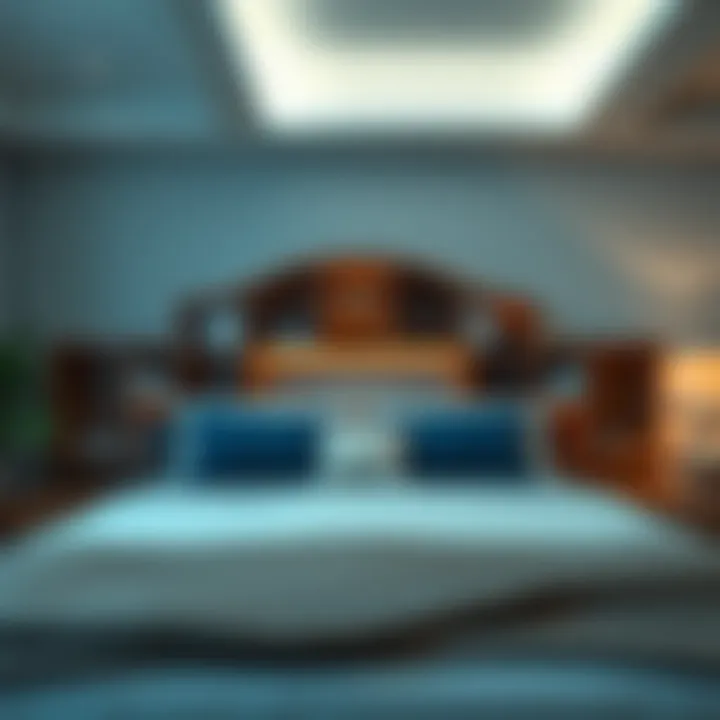 Innovative Queen Headboard with Unique Bookshelf Layout Creative design of a queen headboard with unique bookshelf configuration