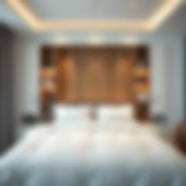 Modern Aesthetic of Queen Headboard with Built-In Shelves Modern bedroom featuring a stylish queen headboard with built-in shelves