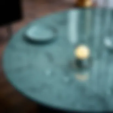 Round tempered glass table top with unique texture and lighting