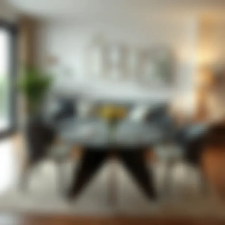 Functional round tempered glass table in a cozy living area