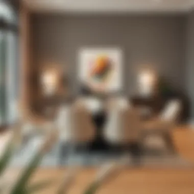 Elegant six chair table set in a modern dining room