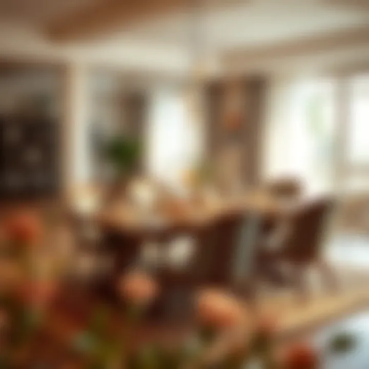 Warm and inviting six chair table arrangement for family gatherings