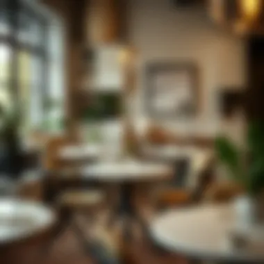 Stylish decoration ideas using used round folding tables in a cozy dining area