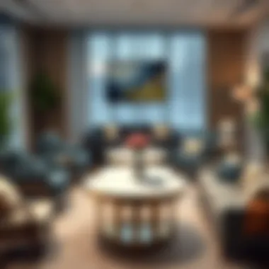 Elegant arrangement of used round folding tables in a modern living space