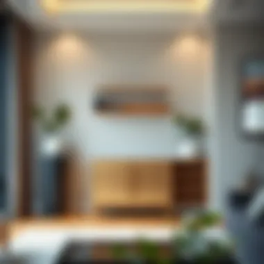 Functional Utility in Contemporary Interiors Functional thin metal cabinet in a stylish living space