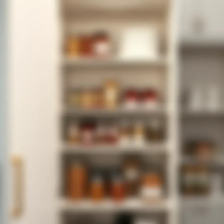 Elegant Organization in a Three-Tier Shelf Pantry Elegant three-tier shelf pantry showcasing organized jars and spices