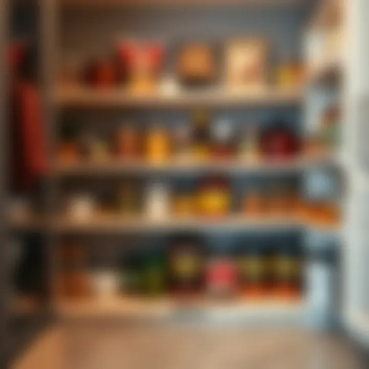 Practical Accessibility in a Three-Tier Shelf Pantry Layout Practical layout of a three-tier shelf pantry focusing on accessibility