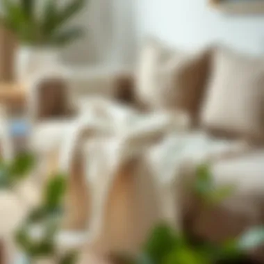 Elegant Linen Throw Elegant linen throw enhancing a minimalist sofa