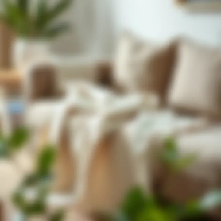 Elegant Linen Throw Elegant linen throw enhancing a minimalist sofa