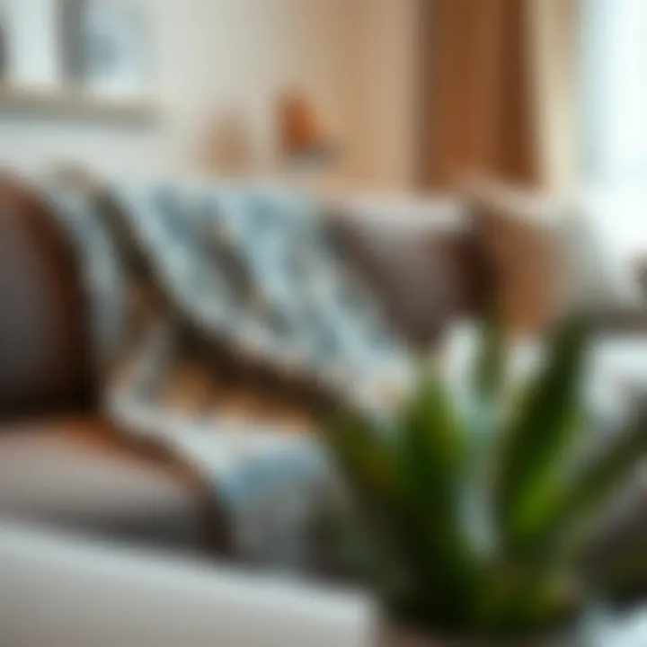 Stylish Geometric Patterned Throw Stylish geometric patterned throw on a contemporary couch