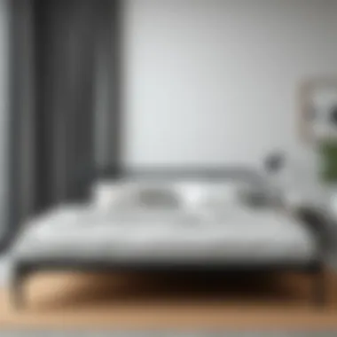 Tom metal platform bed frame in a modern bedroom setting