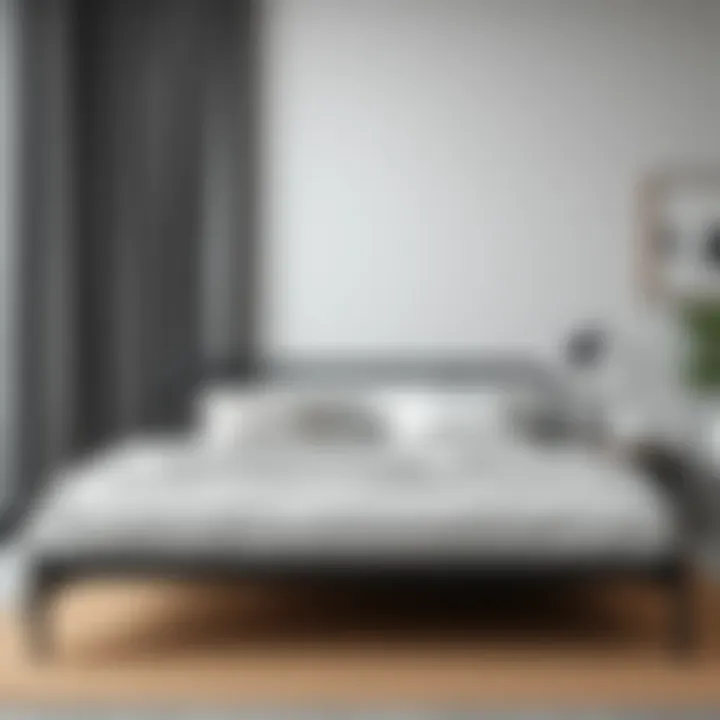 Tom metal platform bed frame in a modern bedroom setting