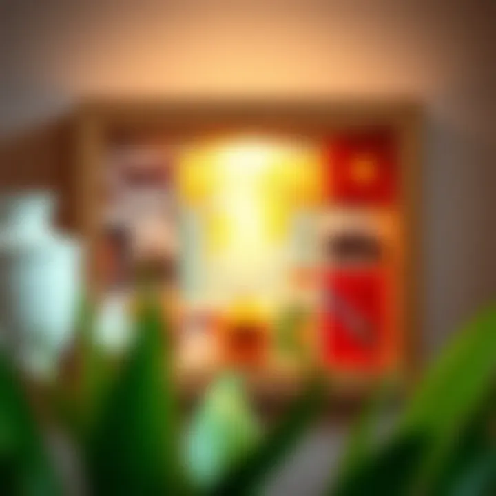 Creative shadow box showcasing travel souvenirs and keepsakes.