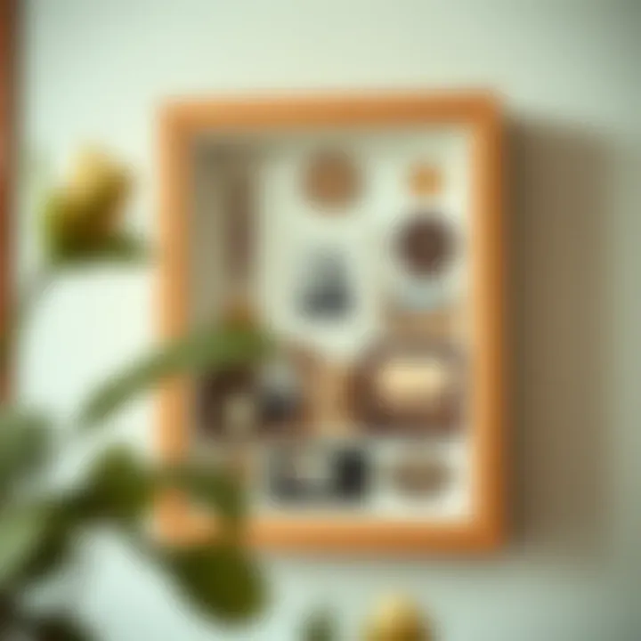 Elegant arrangement of a shadow box displaying vintage memorabilia.