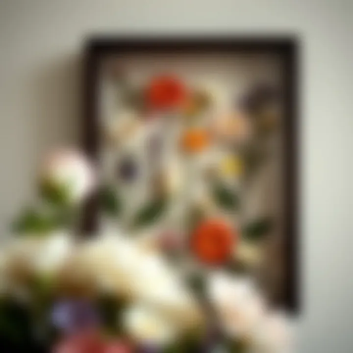 Stylish shadow box featuring a collection of pressed flowers.