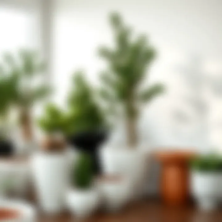 Diverse selection of extra large tree pots in various materials