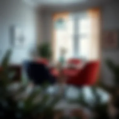 Stylish dining area featuring felt chairs and decor