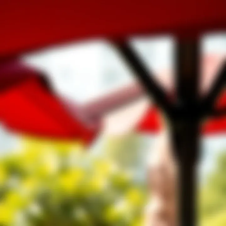 Close-Up of High-Quality Materials Used in Deck Umbrellas Close-up of high-quality materials used in deck umbrellas