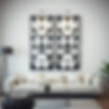 Monochrome Geometric Patterns Minimalist four panel art set featuring monochrome geometric patterns