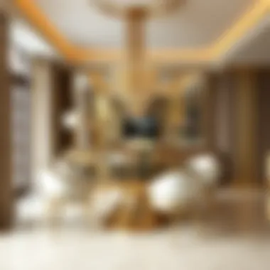 Stylish Dining Area with Gold Accents Stylish dining area featuring gold elements and décor