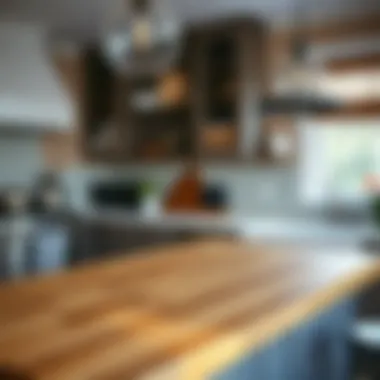 Rustic butcher block countertop adding warmth to a kitchen