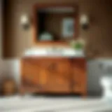 Elegant bathroom vanity showcasing rich wood finish