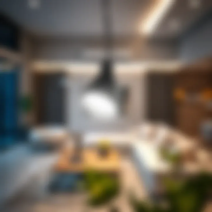 Illumination in Modern Design Elegant indoor LED spotlight illuminating a modern living room