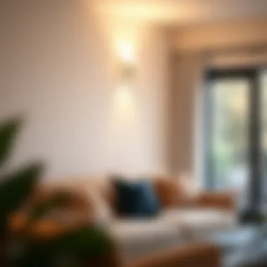 Elegant Wall Fixture in a Cozy Living Space Elegant wall fixture illuminating a cozy living space