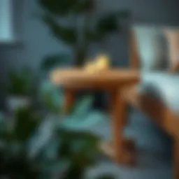 Minimalist wooden outdoor side table