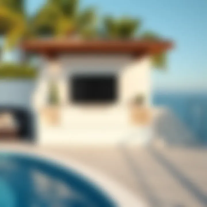 Integrated Built-In Storage for Pools Stylish built-in storage integrated into the pool area