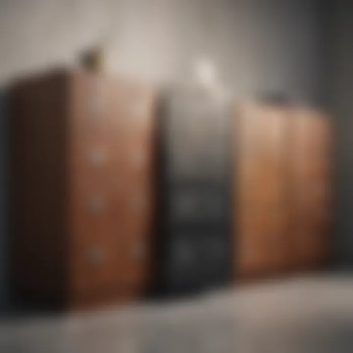 Variety of locking file cabinets in different styles and materials