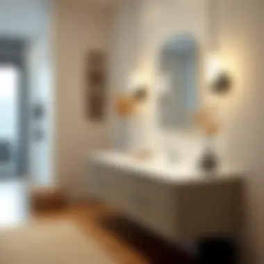 Modern Elegance in Long Thin Vanities Elegant long thin bathroom vanity with modern sink