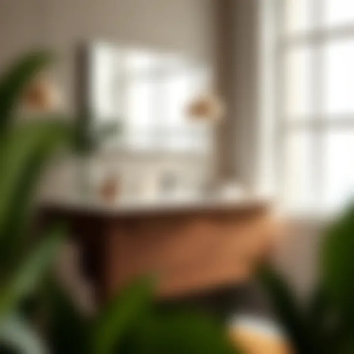 Natural Aesthetics: Wood Textures in Vanities Stylish long thin vanity featuring wood textures