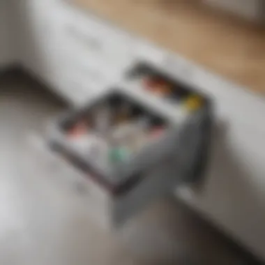 A well-organized cabinet showcasing innovative storage solutions for waste management.