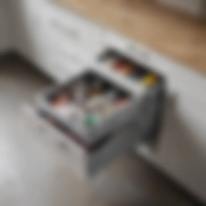 A well-organized cabinet showcasing innovative storage solutions for waste management.