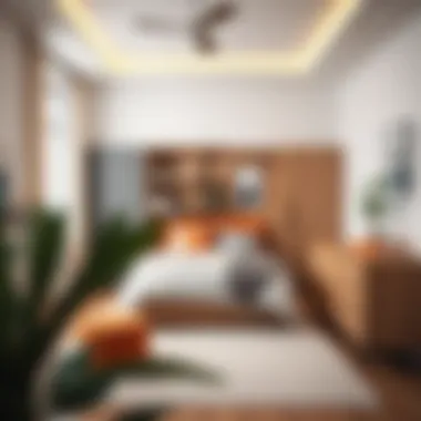 Creative storage solutions in a minimalist bedroom