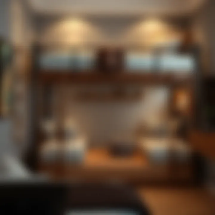 Bunk bed design with stylish accessories for organization