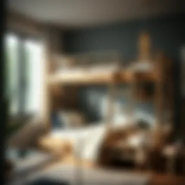 Creative shelving integrated into a bunk bed design