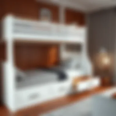 Stylish bunk bed with built-in storage drawers