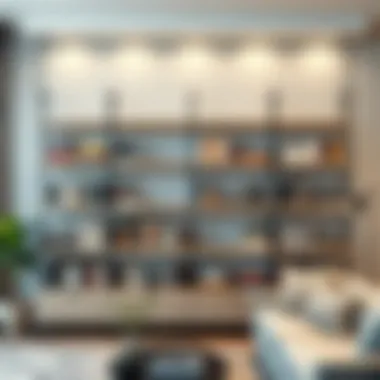 Modern wall book storage design with open shelves